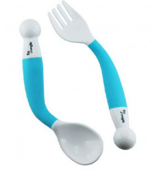 B- BENDABLE SPOON&FORK PASTEL BLAUW 25