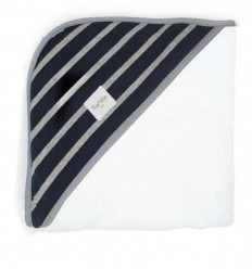 HOODED TOWEL BABY 80 80 CM PARIS STRIPES