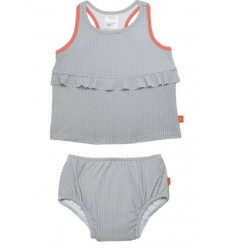2PC TANKINI SET POLKA DOTS GREY 6M 7