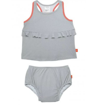 2PC TANKINI SET POLKA DOTS GREY 6M 7