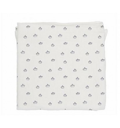 MUSLIN 120X120 WHITE BOATS 20