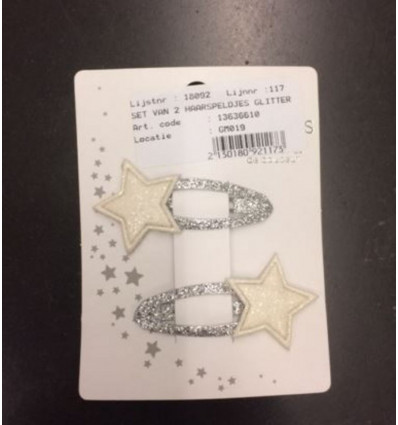 SET VAN 2 HAARSPELDJES GLITTER STER 7