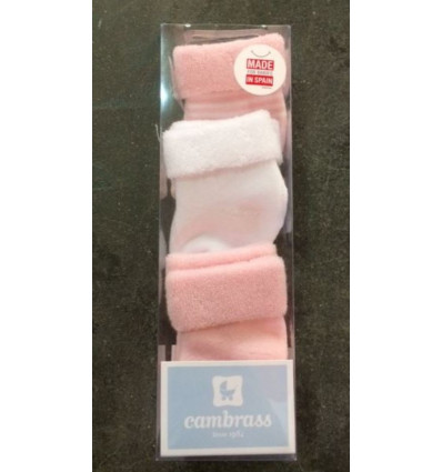 CAMBRASS SET 3 CHAUSSONS 1-6M ROSE 9