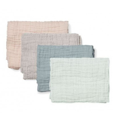 MUSLIN WASHCLOTH 4 PACK GOTS MIX PETROL/