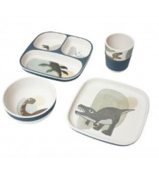 BAMBOO MELAMINE DINNER SET 4PC DINO 201